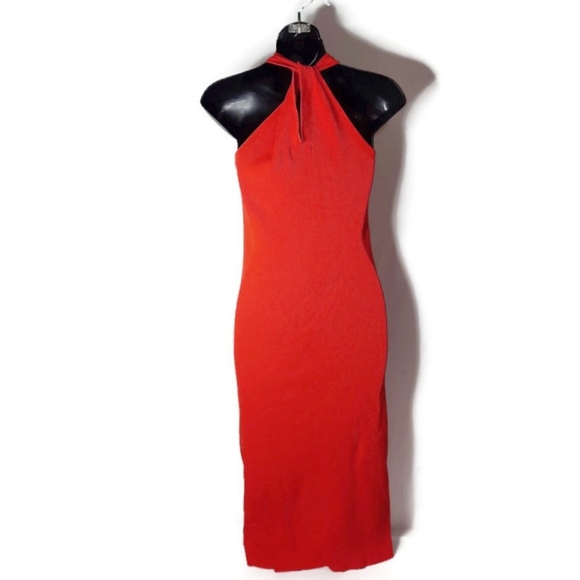 MODERN CITIZEN Racerback Knit Column Dress Tangerine Orange Red M 6 8 - Picture 3 of 10
